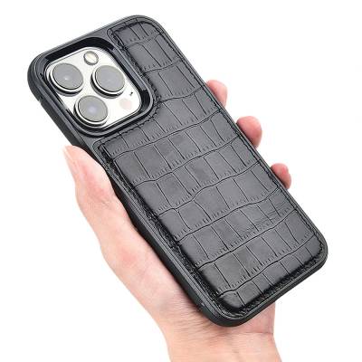 Apple iPhone 13 Pro Case Wiwu Croco Pattern Calfskin Original Leather Cover - 2