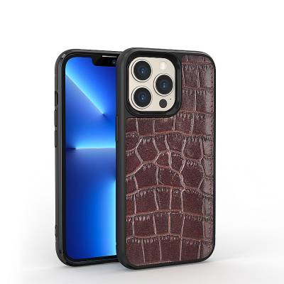 Apple iPhone 13 Pro Case Wiwu Croco Pattern Calfskin Original Leather Cover - 1