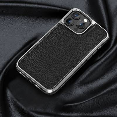 Apple iPhone 13 Pro Case Wiwu Genuine Leather Silver Calfskin Original Leather Cover - 2