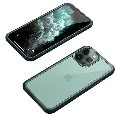 Apple iPhone 13 Pro Case Zore Dor Silicon Tempered Glass Cover - 1