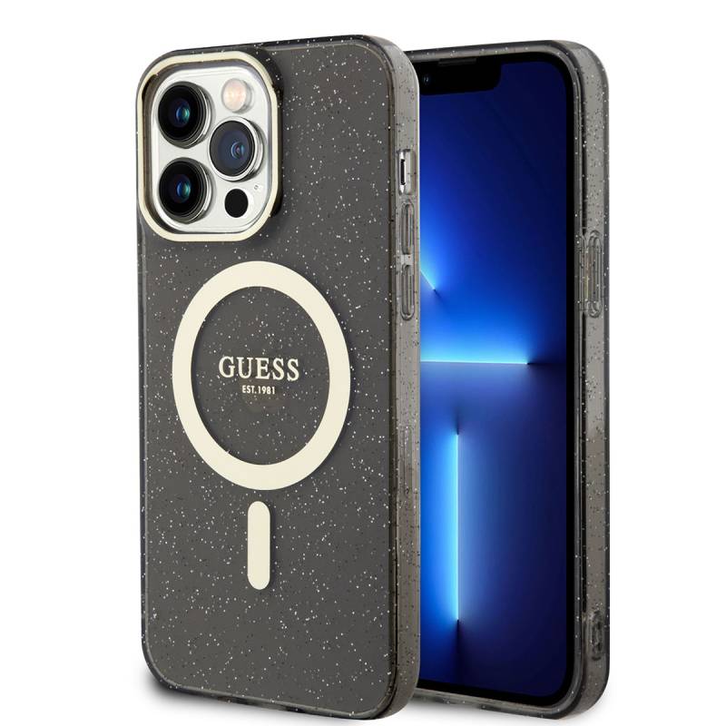 Apple iPhone 13 Pro Kılıf GUESS Magsafe Şarj Özellikli Glitter Kapak - 1