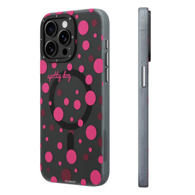 Apple iPhone 13 Pro Kılıf Magsafe Şarj Özellikli Polka Dot Desenli Youngkit Spots Serisi Kapak - 1