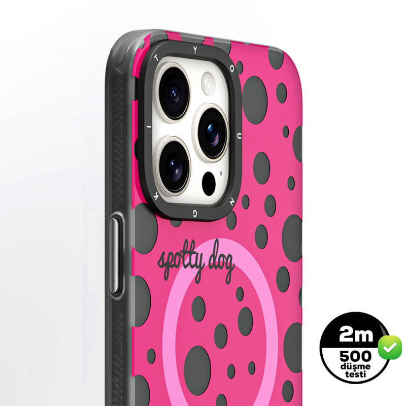 Apple iPhone 13 Pro Kılıf Magsafe Şarj Özellikli Polka Dot Desenli Youngkit Spots Serisi Kapak - 5