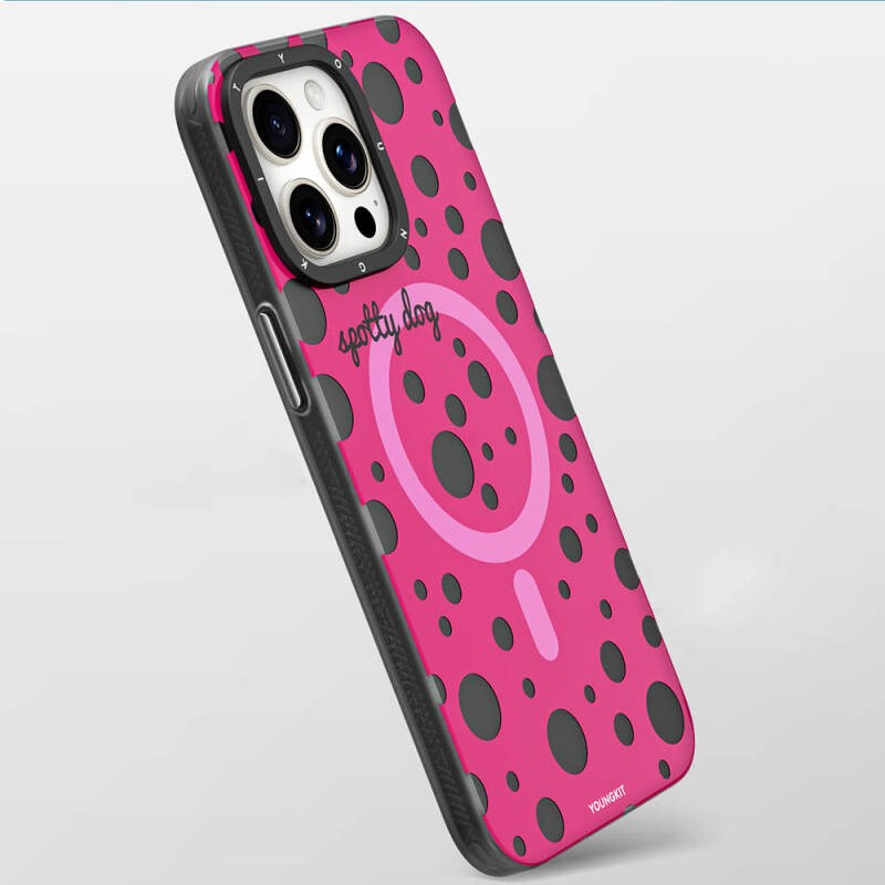 Apple iPhone 13 Pro Kılıf Magsafe Şarj Özellikli Polka Dot Desenli Youngkit Spots Serisi Kapak - 4