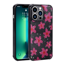 Apple iPhone 13 Pro Max Case Glittery Patterned Camera Protected Shiny Zore Popy Cover - 5
