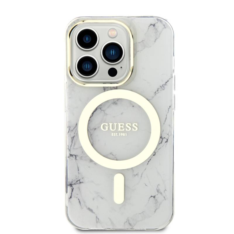 Apple iPhone 13 Pro Max Case GUESS Magsafe Marble Pattern Cover with Charger - 3