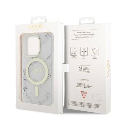 Apple iPhone 13 Pro Max Case GUESS Magsafe Marble Pattern Cover with Charger - 4