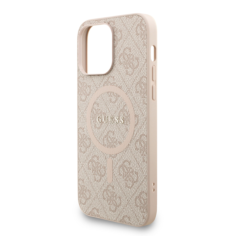 Apple iPhone 13 Pro Max Case Guess Original Licensed M-safe Charging Feature PU Leather Wrist Strap Rope Cover Text Logo - 15