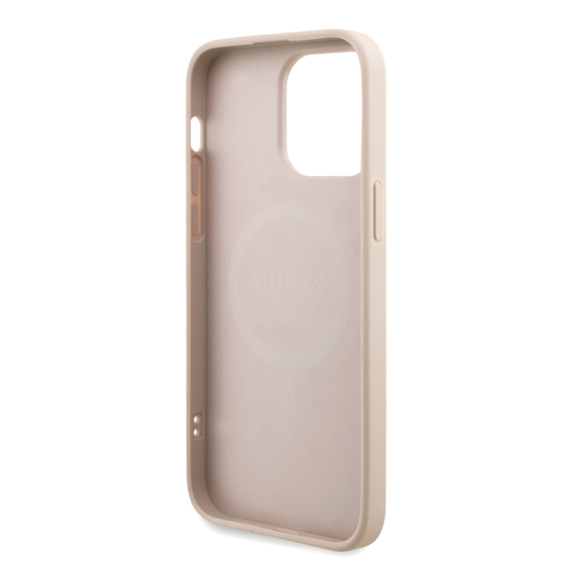 Apple iPhone 13 Pro Max Case Guess Original Licensed M-safe Charging Feature PU Leather Wrist Strap Rope Cover Text Logo - 16