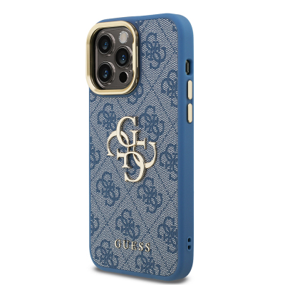 Apple iPhone 13 Pro Max Case Guess Original Licensed PU Leather 4G Patterned Metal Big 4G and Text Logo Camera Stand Cover - 4