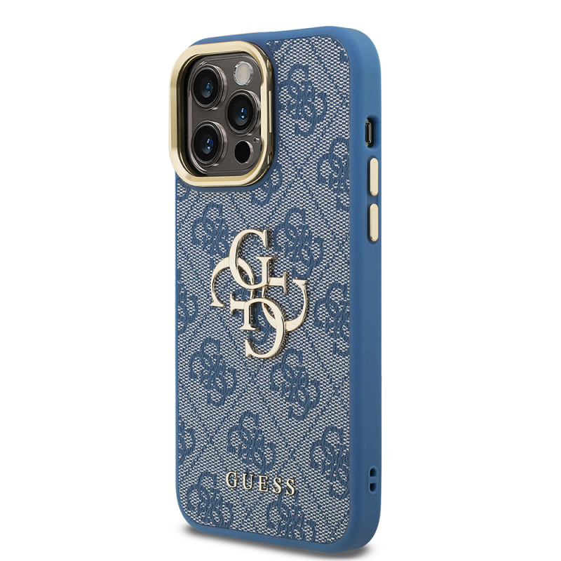 Apple iPhone 13 Pro Max Case Guess Original Licensed PU Leather 4G Patterned Metal Big 4G and Text Logo Camera Stand Cover - 4