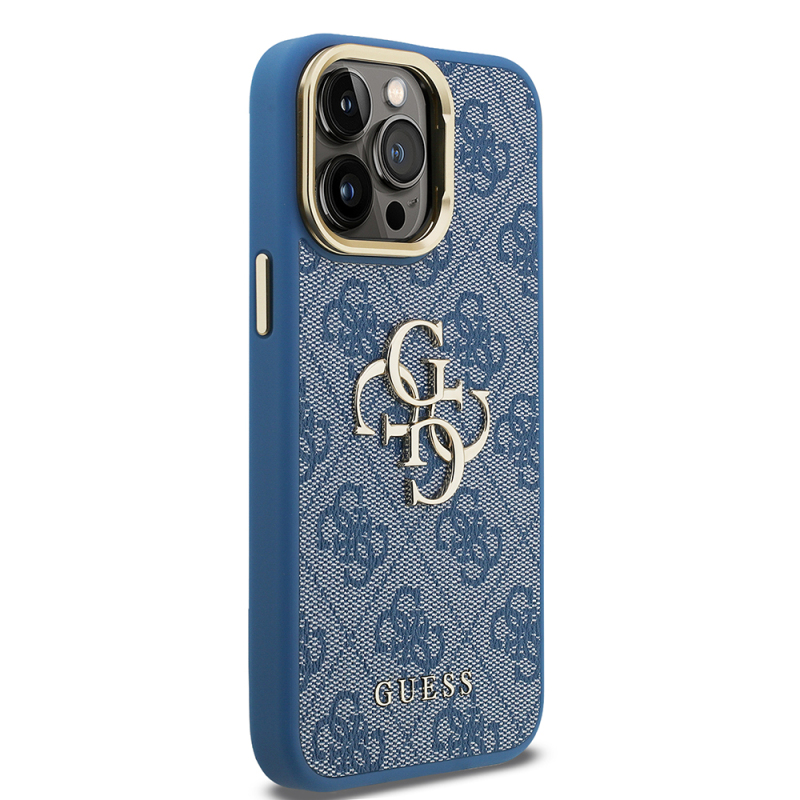 Apple iPhone 13 Pro Max Case Guess Original Licensed PU Leather 4G Patterned Metal Big 4G and Text Logo Camera Stand Cover - 6