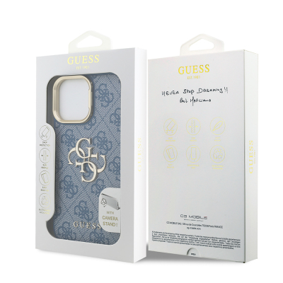 Apple iPhone 13 Pro Max Case Guess Original Licensed PU Leather 4G Patterned Metal Big 4G and Text Logo Camera Stand Cover - 10
