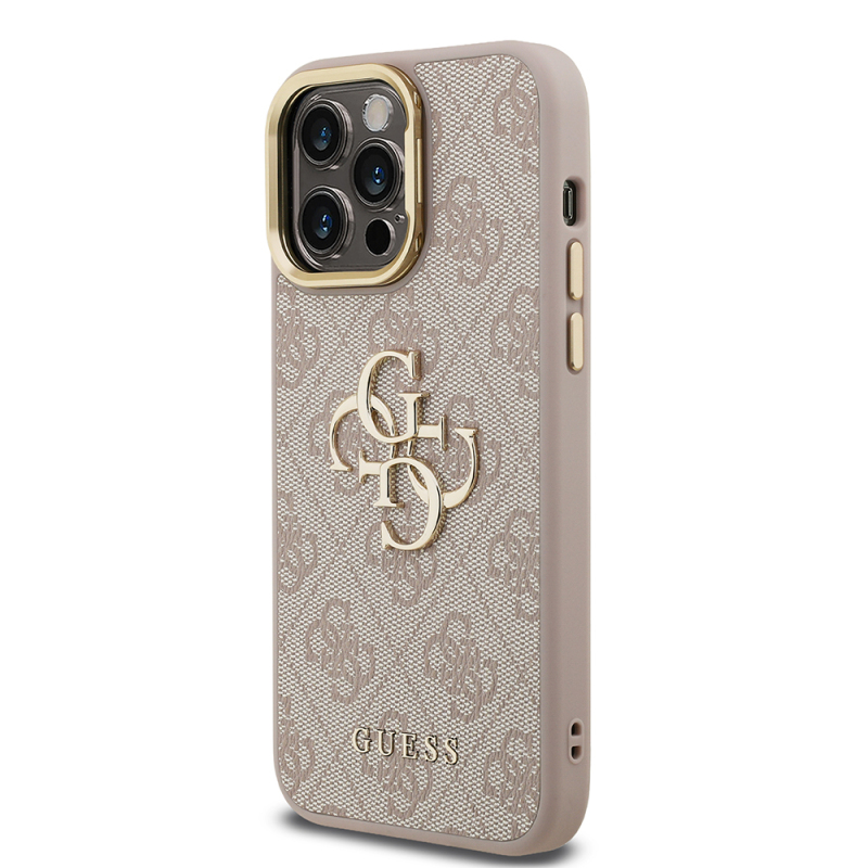 Apple iPhone 13 Pro Max Case Guess Original Licensed PU Leather 4G Patterned Metal Big 4G and Text Logo Camera Stand Cover - 11