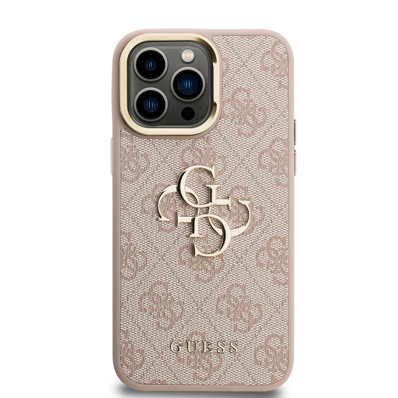 Apple iPhone 13 Pro Max Case Guess Original Licensed PU Leather 4G Patterned Metal Big 4G and Text Logo Camera Stand Cover - 12