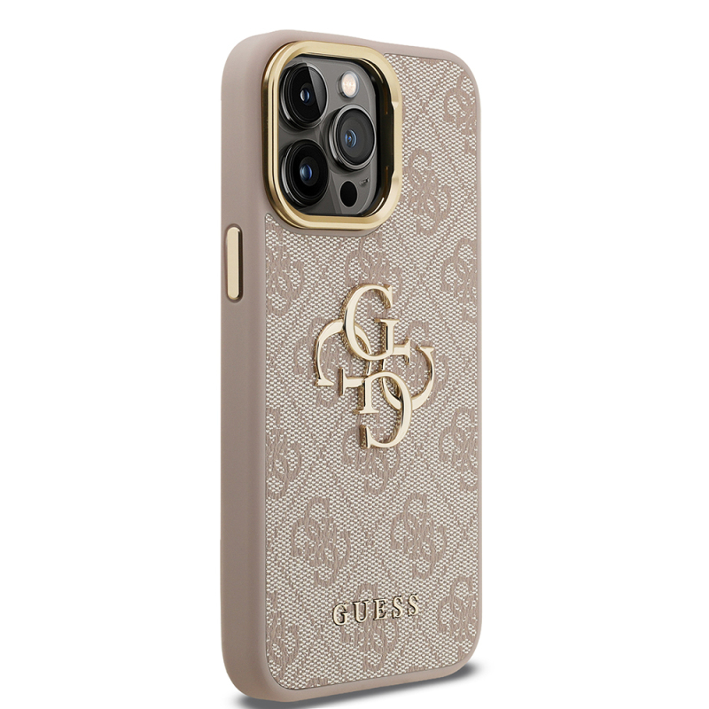 Apple iPhone 13 Pro Max Case Guess Original Licensed PU Leather 4G Patterned Metal Big 4G and Text Logo Camera Stand Cover - 13
