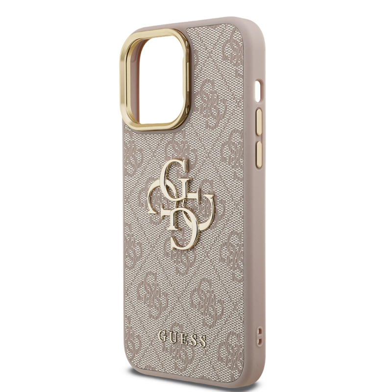 Apple iPhone 13 Pro Max Case Guess Original Licensed PU Leather 4G Patterned Metal Big 4G and Text Logo Camera Stand Cover - 15