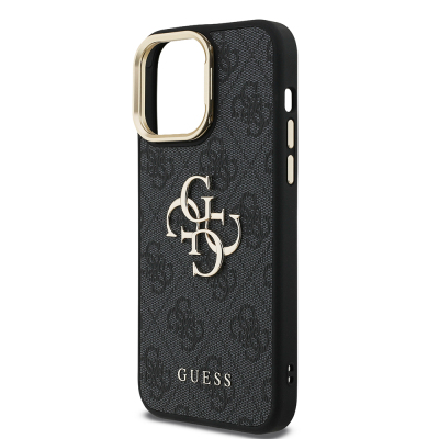 Apple iPhone 13 Pro Max Case Guess Original Licensed PU Leather 4G Patterned Metal Big 4G and Text Logo Camera Stand Cover - 24