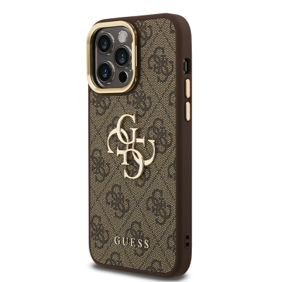Apple iPhone 13 Pro Max Case Guess Original Licensed PU Leather 4G Patterned Metal Big 4G and Text Logo Camera Stand Cover - 27