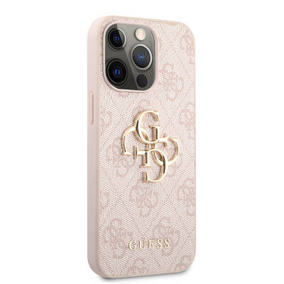 Apple iPhone 13 Pro Max Case Guess Original Licensed PU Leather 4G Patterned Metal Cover with Large 4G and Text Logo - 5