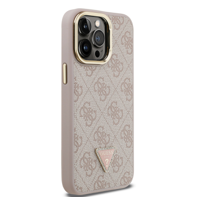 Apple iPhone 13 Pro Max Case Guess Original Licensed PU Leather Stone Triangle Logo 4G Patterned Camera Stand Cover - 14