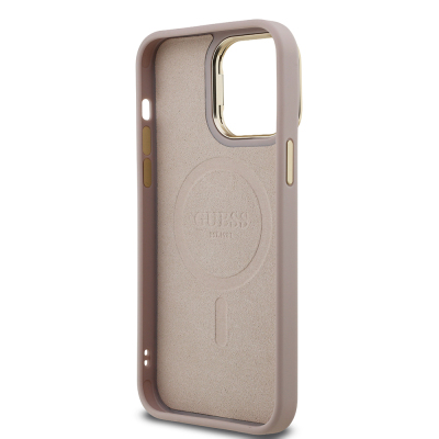 Apple iPhone 13 Pro Max Case Guess Original Licensed PU Leather Stone Triangle Logo 4G Patterned Camera Stand Cover - 17