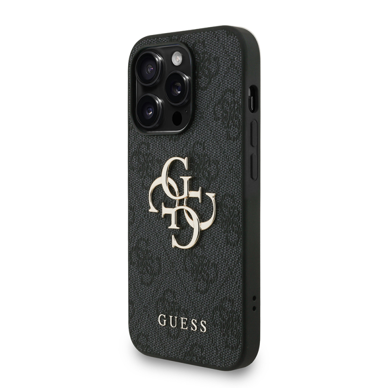 Apple iPhone 13 Pro Max Case Guess Original Licensed PU Leather Wrist Strap Rope Metal Large 4G and Text Logo Cover - 6