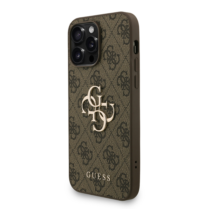 Apple iPhone 13 Pro Max Case Guess Original Licensed PU Leather Wrist Strap Rope Metal Large 4G and Text Logo Cover - 13