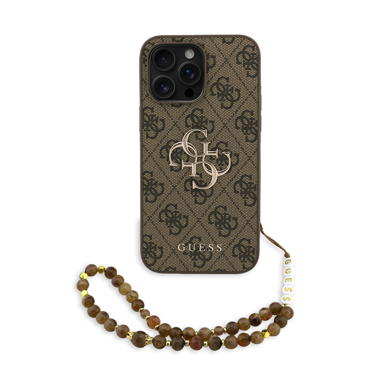 Apple iPhone 13 Pro Max Case Guess Original Licensed PU Leather Wrist Strap Rope Metal Large 4G and Text Logo Cover - 3
