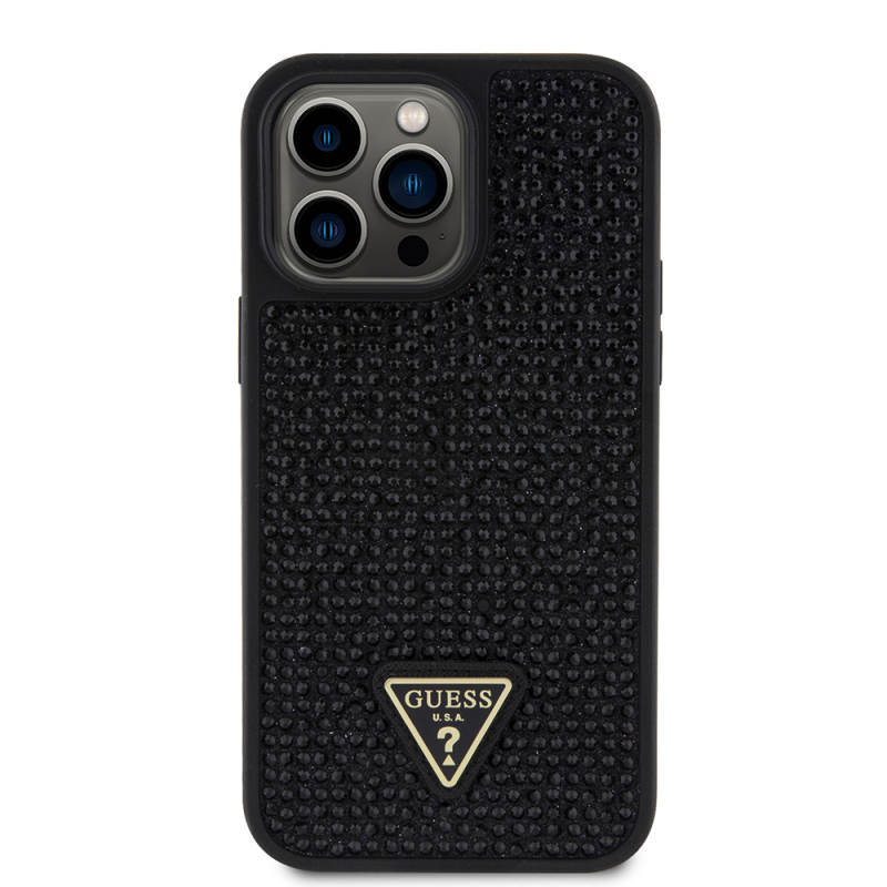 Apple iPhone 13 Pro Max Case Guess Original Licensed Stone Back Surface Triangle Logo Cover - 7