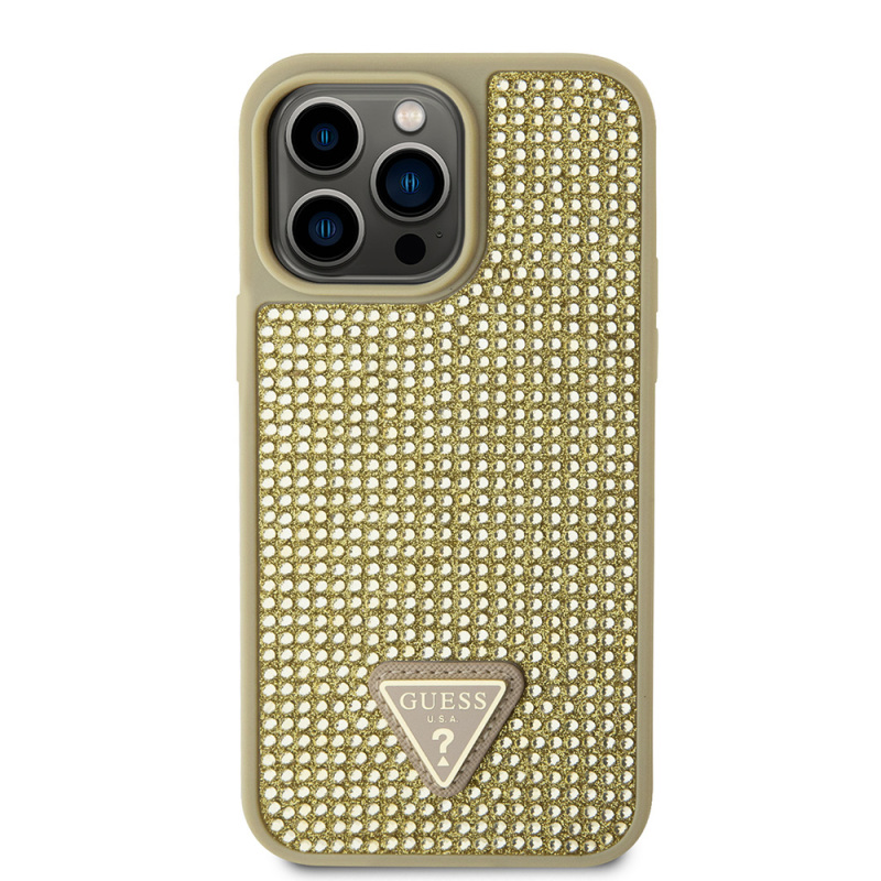 Apple iPhone 13 Pro Max Case Guess Original Licensed Stone Back Surface Triangle Logo Cover - 14