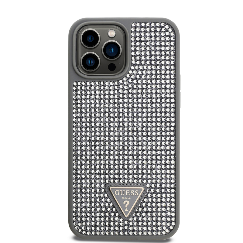 Apple iPhone 13 Pro Max Case Guess Original Licensed Stone Back Surface Triangle Logo Cover - 28