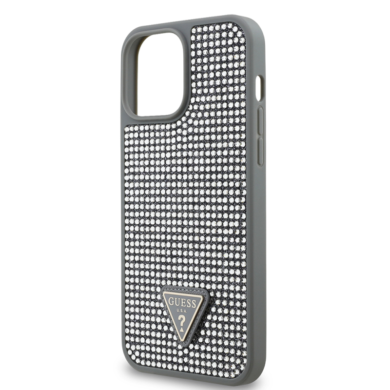 Apple iPhone 13 Pro Max Case Guess Original Licensed Stone Back Surface Triangle Logo Cover - 31