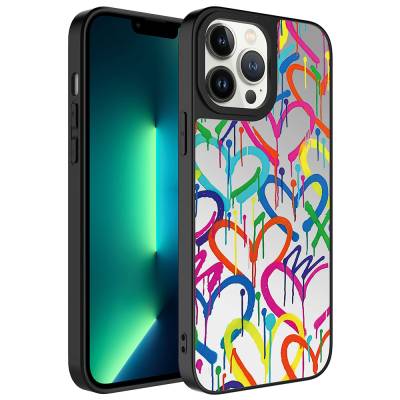Apple iPhone 13 Pro Max Case Mirror Patterned Camera Protected Glossy Zore Mirror Cover - 10