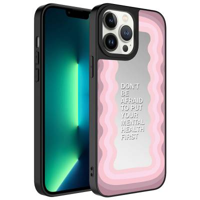 Apple iPhone 13 Pro Max Case Mirror Patterned Camera Protected Glossy Zore Mirror Cover - 6