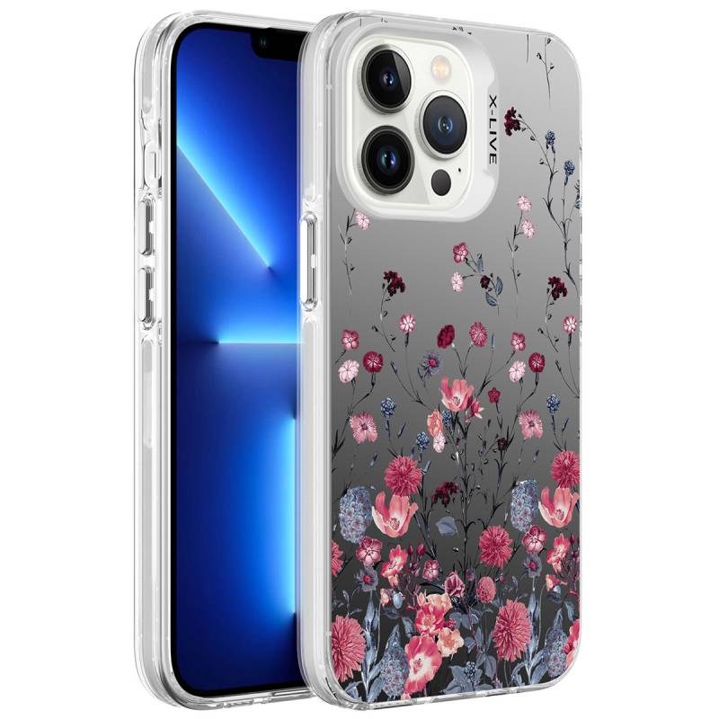 Apple iPhone 13 Pro Max Case Patterned Zore Silver Hard Cover - 3