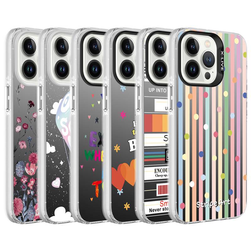 Apple iPhone 13 Pro Max Case Patterned Zore Silver Hard Cover - 8