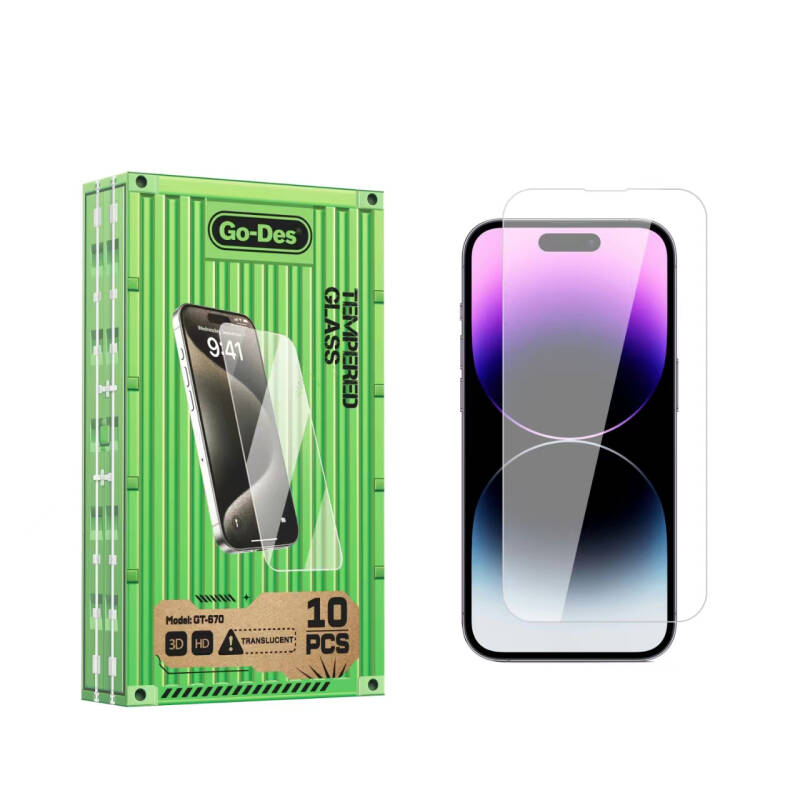 Apple iPhone 13 Pro Max Go Des Fingerprint Free 9H Oleophobic Bom Glass Screen Protector 10 Pack - 1