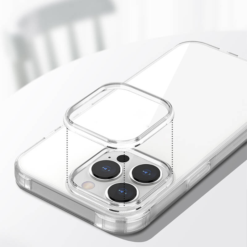 Apple iPhone 13 Pro Max Kılıf Airbagli Şeffaf Darbe Emici Silikon Tasarımlı Recci Clarity Serisi Kapak - 4