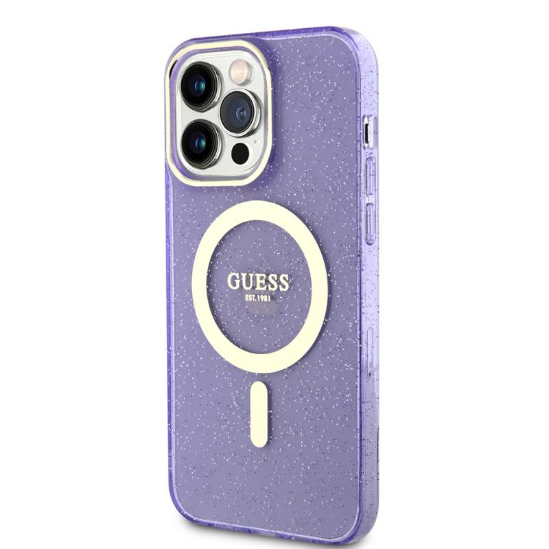 Apple iPhone 13 Pro Max Kılıf GUESS Magsafe Şarj Özellikli Glitter Kapak - 2