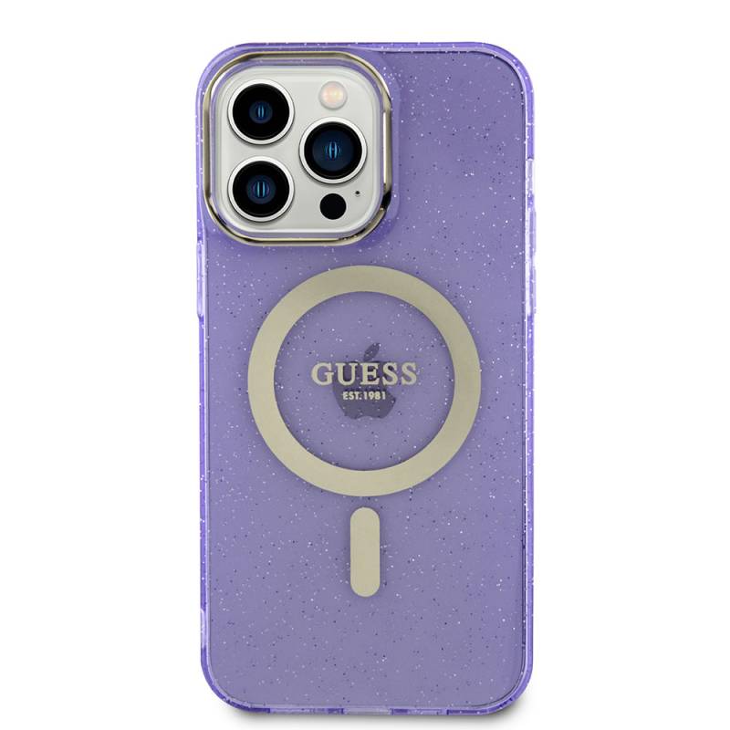 Apple iPhone 13 Pro Max Kılıf GUESS Magsafe Şarj Özellikli Glitter Kapak - 3