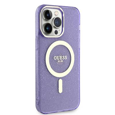 Apple iPhone 13 Pro Max Kılıf GUESS Magsafe Şarj Özellikli Glitter Kapak - 9