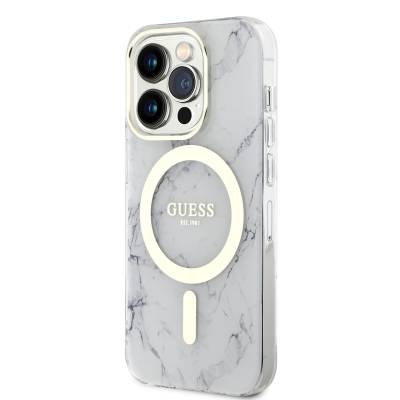 Apple iPhone 13 Pro Max Kılıf GUESS Magsafe Şarj Özellikli Mermer Desenli Kapak - 7