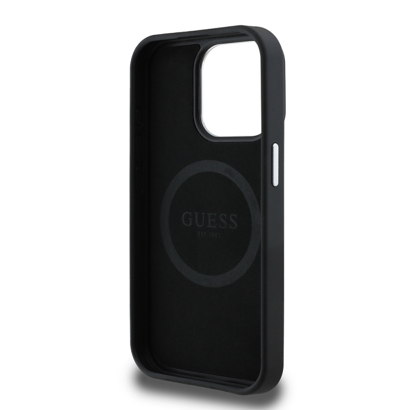 Apple iPhone 13 Pro Max Kılıf Guess Orjinal Lisanslı M-safe Şarj Özellikli Grained Triangle Kapak - 9