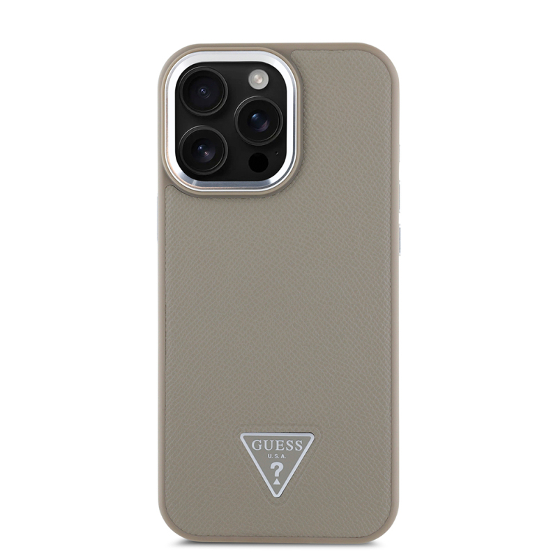 Apple iPhone 13 Pro Max Kılıf Guess Orjinal Lisanslı M-safe Şarj Özellikli Grained Triangle Kapak - 12