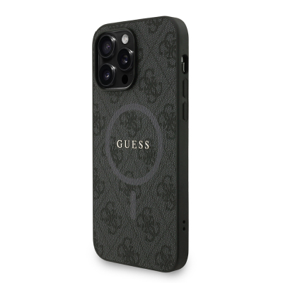 Apple iPhone 13 Pro Max Kılıf Guess Orjinal Lisanslı M-safe Şarj Özellikli PU Deri Bilek Askı İpli Yazı Logolu Kapak - 4