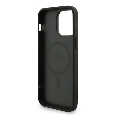 Apple iPhone 13 Pro Max Kılıf Guess Orjinal Lisanslı M-safe Şarj Özellikli PU Deri Bilek Askı İpli Yazı Logolu Kapak - 8