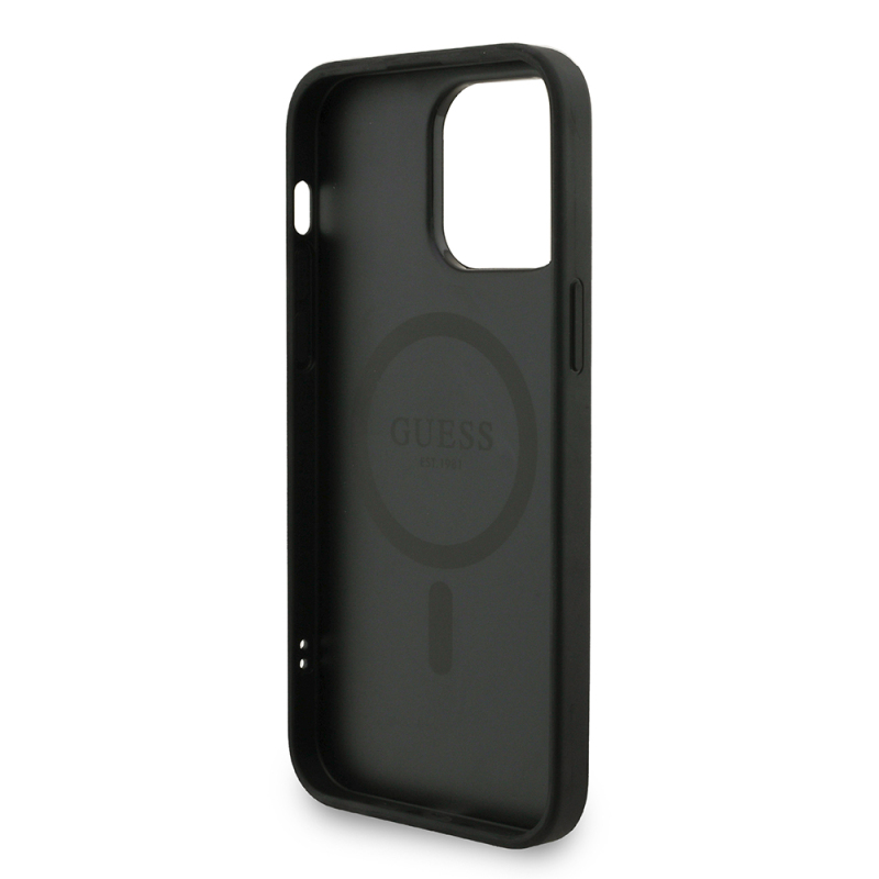 Apple iPhone 13 Pro Max Kılıf Guess Orjinal Lisanslı M-safe Şarj Özellikli PU Deri Bilek Askı İpli Yazı Logolu Kapak - 8