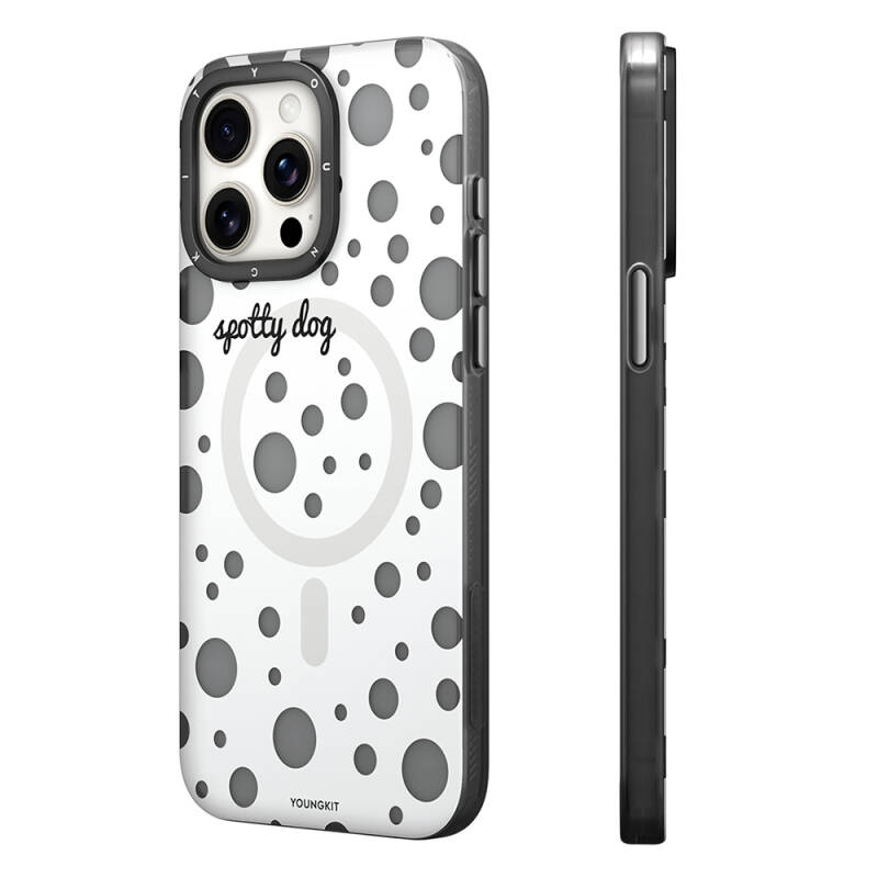 Apple iPhone 13 Pro Max Kılıf Magsafe Şarj Özellikli Polka Dot Desenli Youngkit Spots Serisi Kapak - 1