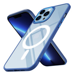Apple iPhone 13 Pro Max Kılıf Wireless Şarj Özellikli Zore Krom Magsafe Silikon Kapak - 11